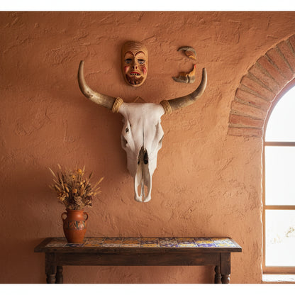 Cráneo Original de Toro con Cuernos para Decoración Estilo Antiguo