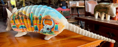 Escultura Armadillo Madera Al Óleo Estilo Antiguo 100% Nueva Oleo