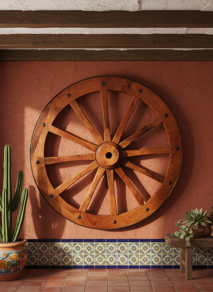 Rueda De Carreta De Madera Antigua