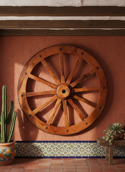 Rueda De Carreta De Madera Antigua