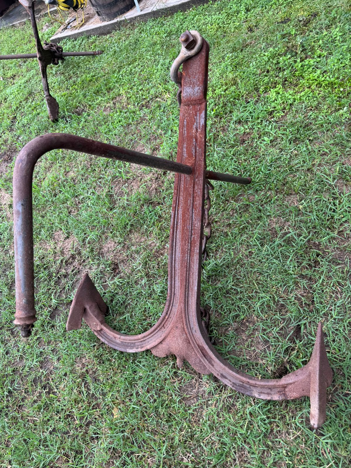 Hermosa Original Ancla Grande Antigua En Hierro Forjado Grande