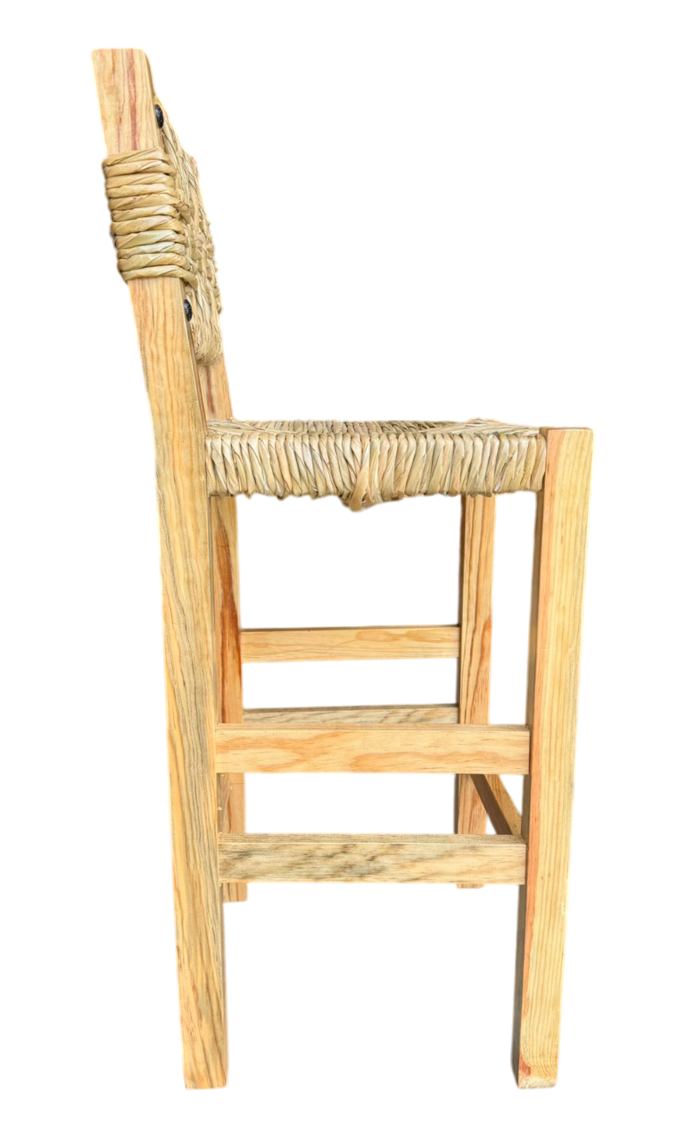 Banco Artesanal Sustentable Madera Y Forja Tejido Con Tule.