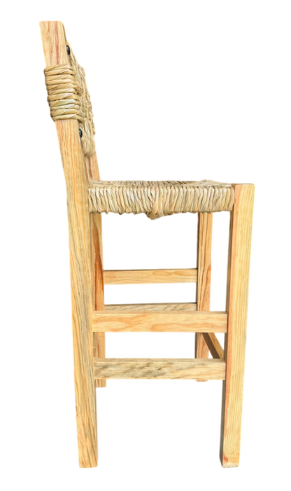 Banco Artesanal Sustentable Madera Y Forja Tejido Con Tule.