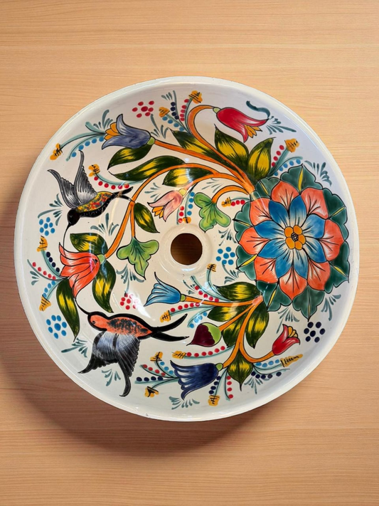 Lavabo Ovalin Grande Talavera Fina Estilo Lluvia Oro Antiguo