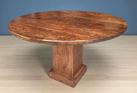 Mesa Comedor Redonda 4 Personas Rodaja Parota Estilo Antiguo